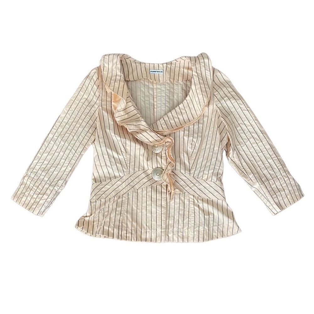 Airfield Blazer Button Front Stripe Blouse 34